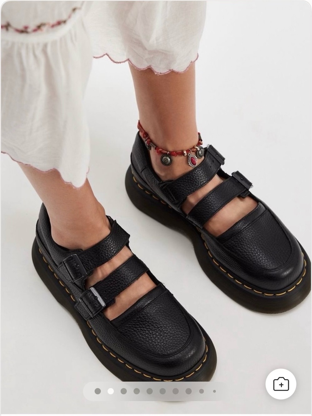 Doc Martins Double Strap Black Mary Jane Platform Leather Sandals - Picture 2 of 12